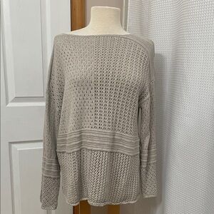 Style & Co. Open knit Taupe Sweater L Long Sleeve